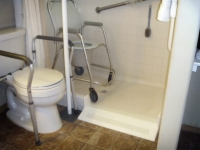 Shower with wheelchair